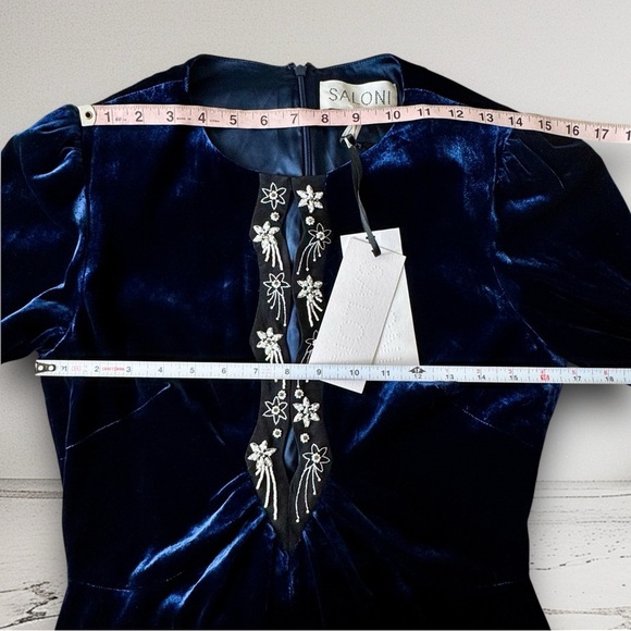 NWT SALONI Jinx C Dress in Navy Stars Embroidery Size 8 - Picture 5 of 17